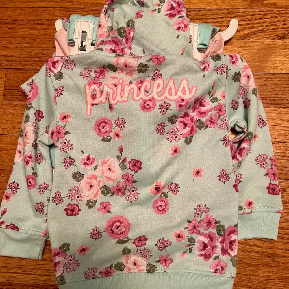 Nannette Kids 4pc Flowers/Frills Set - Hooded Jacket, Shirt, Pants & Skort - 3T
